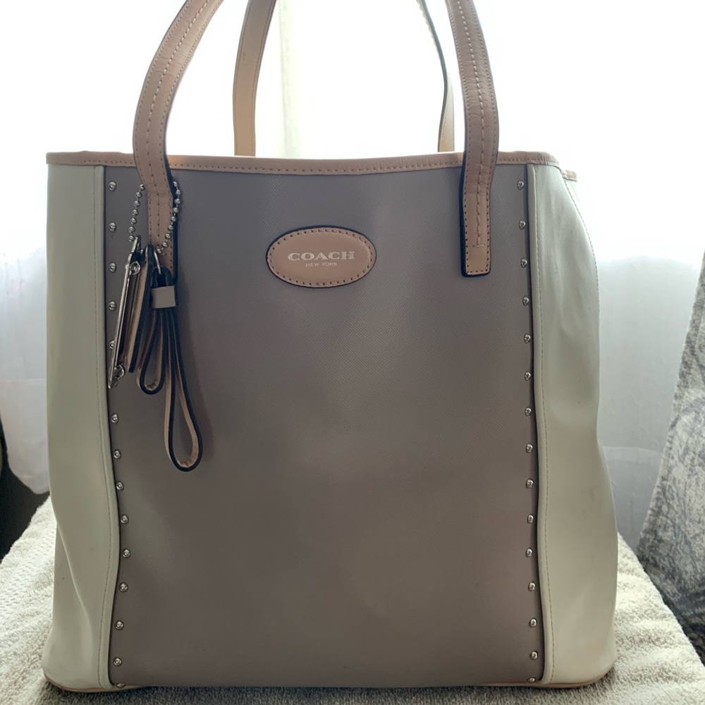 Coach Metro Color Block Studded Tote